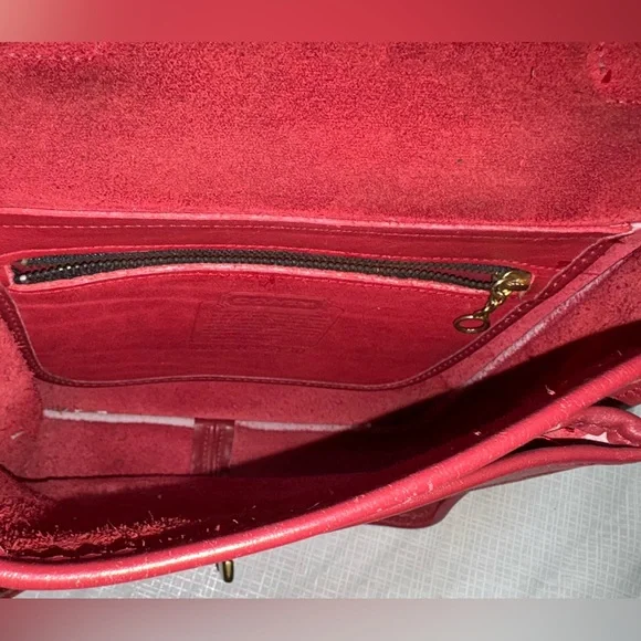 Coach Vintage from 1994 Station bag Red Leather Crossbody Bag L4C-5130 - Picture 8 of 11